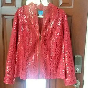Lark lane Red textured animal print jacket